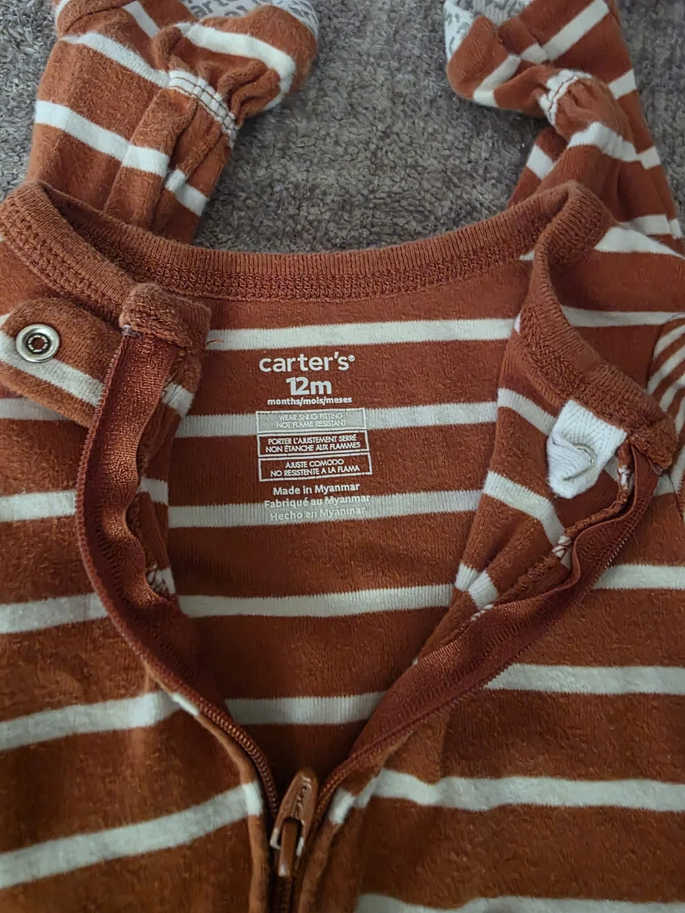Carter's Rust & Cream Striped Sleeper with Goat Applique